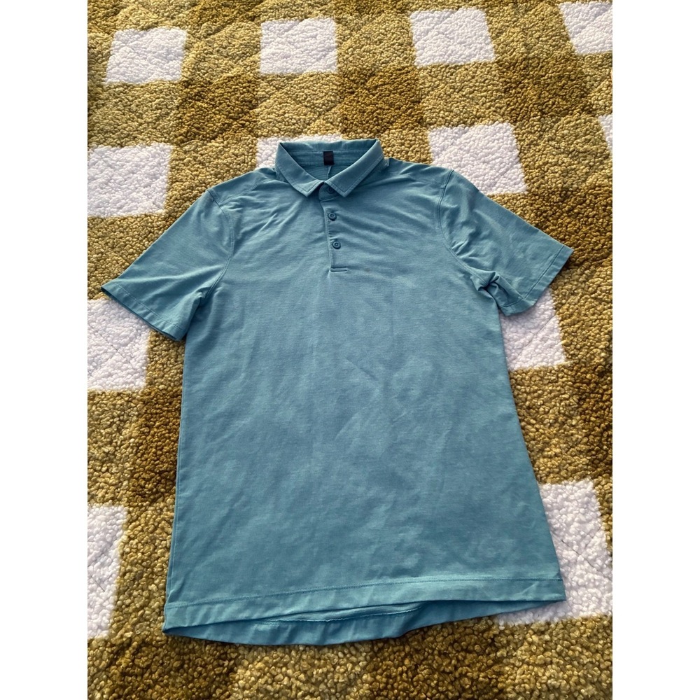 Lululemon ABC Golf Polo Shirt Aqua‎ Blue Heathered Short Sleeve Men's Size S